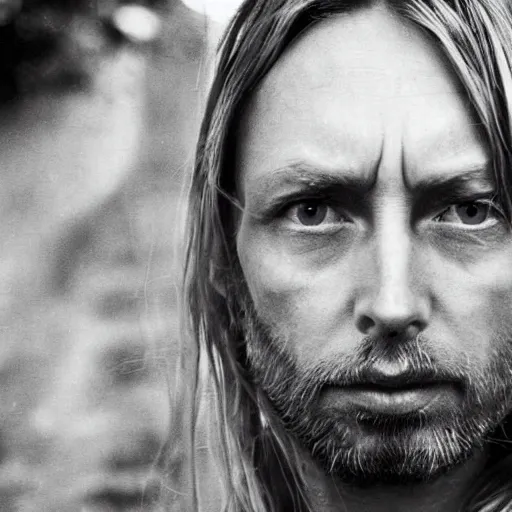 thom yorke singer songwriter long yellow hair in 1 9 9 | Stable Diffusion