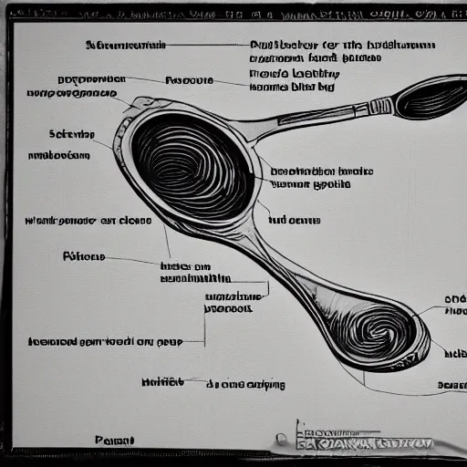 Image similar to highly detailed technical diagram of a spoon