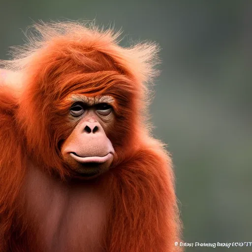 Image similar to a donald - trump - orang - outang hybrid, wildlife photography