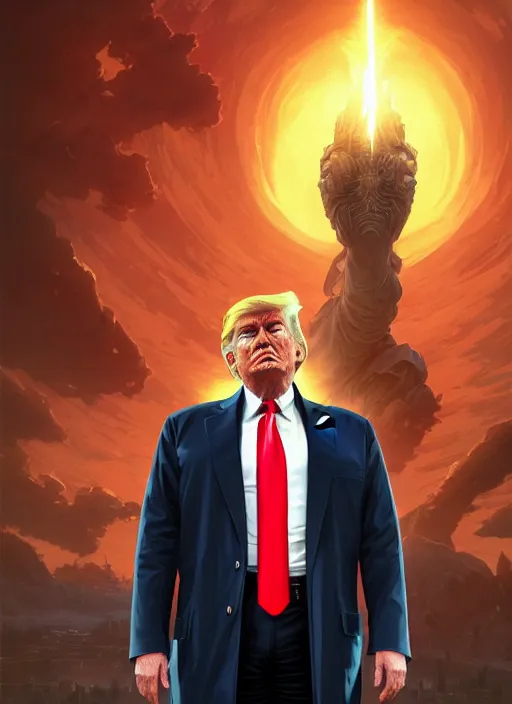 Prompt: Highly detailed portrait of President Trump, savior of the planet, in GTA V, Stephen Bliss, unreal engine, fantasy art by Greg Rutkowski, Loish, Rhads, ferdinand knab, Makoto Shinkai and Lois van baarle, ilya kuvshinov, rossdraws, Tom Bagshaw, alphonse mucha, global illumination, radiant light, detailed and intricate environment