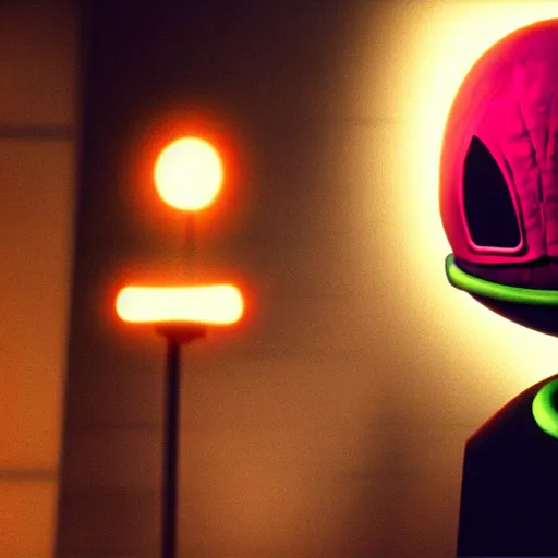Prompt: elon musk as invader zim, move still, cinematic lighting