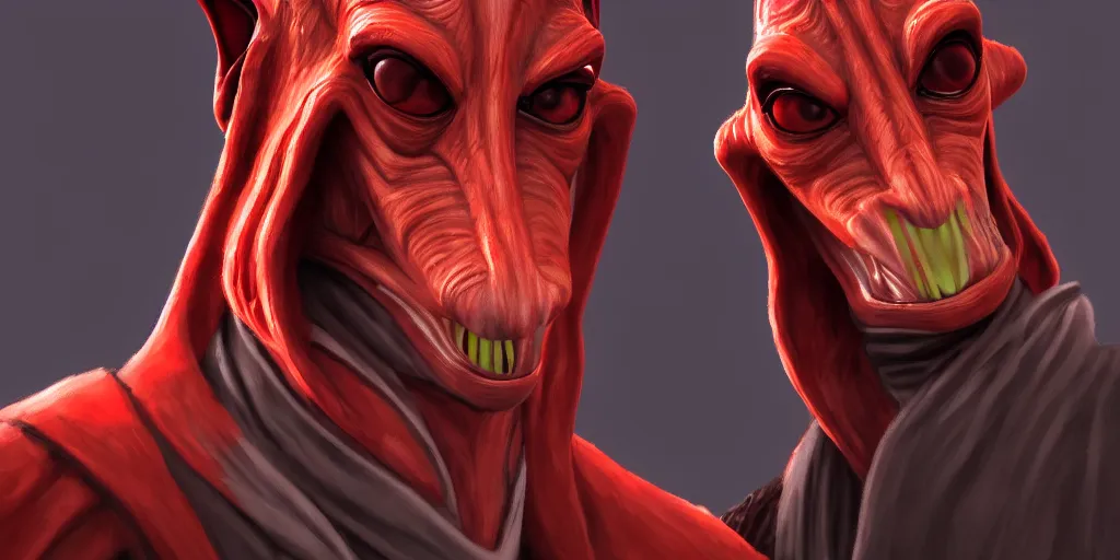 Image similar to jar jar binks as a sith lord, in the style of artstation, 4 k