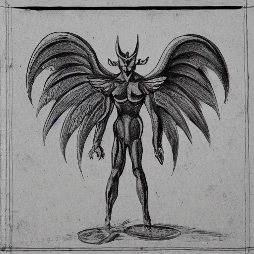 Prompt: asymmetric left side demon, right side angel bisected vertically