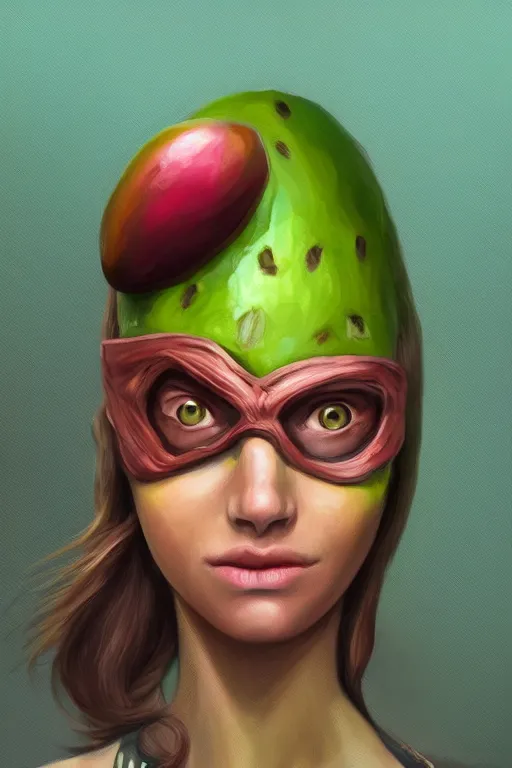 Image similar to avocadoman is a superhero, artgem, digital painting, color painting, hyperrealistic, concept art, oil painting, masterpiece, concept art, trending on deviantart, realistic and detailed face, highly detailed, high quality, 8 k, soft lighting, fancy colors, fantasy, cinematic, high coherence