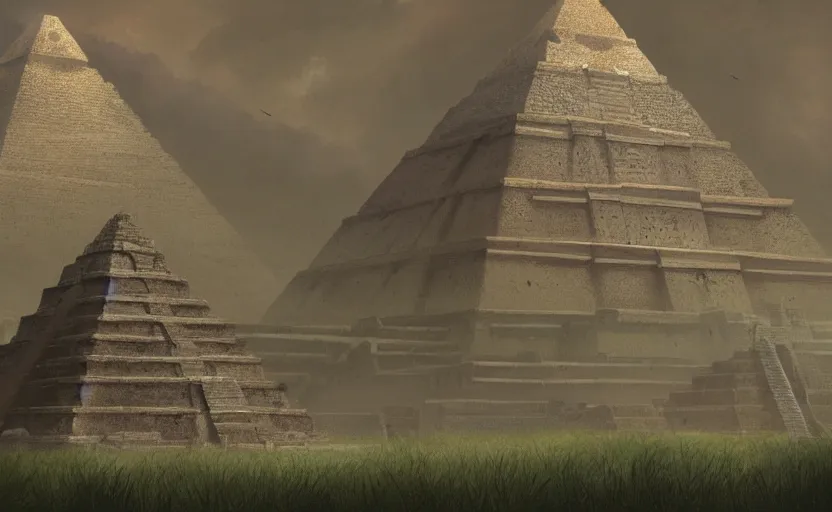 Prompt: aztec pyramids, soft grey and green natural light, intricate, digital painting, artstation, concept art, smooth, sharp focus, illustration, art by greg rutkowski and luis rollo and uang guangjian and gil elvgren, symmetry!