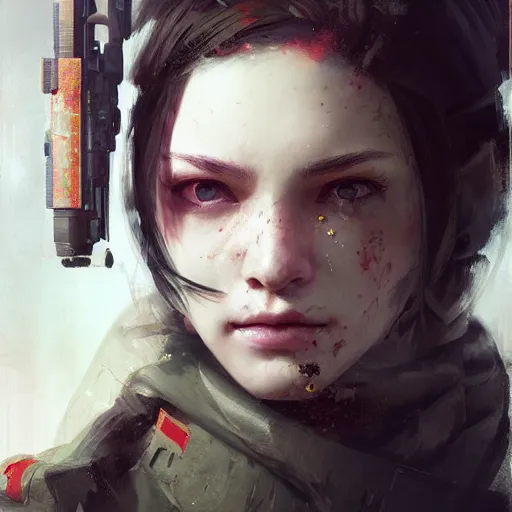 Image similar to of a sniper girl in war, portrait, by ruan jia and ross tran, detailed,