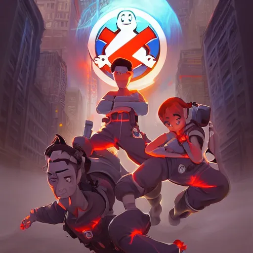 Image similar to hero world ghostbusters, behance hd by jesper ejsing, by rhads, makoto shinkai and lois van baarle, ilya kuvshinov, rossdraws global illumination