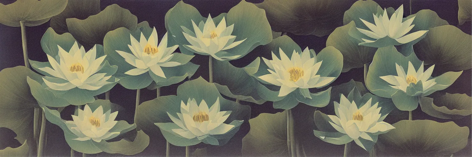 Prompt: blue lotus flower painting magritte