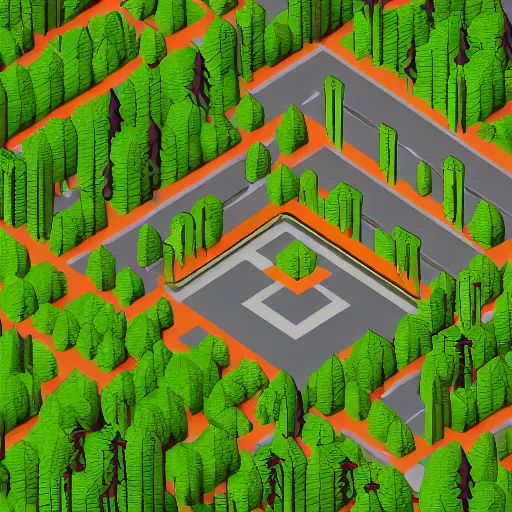 Image similar to an isometric forest top down view Michael Menzel
