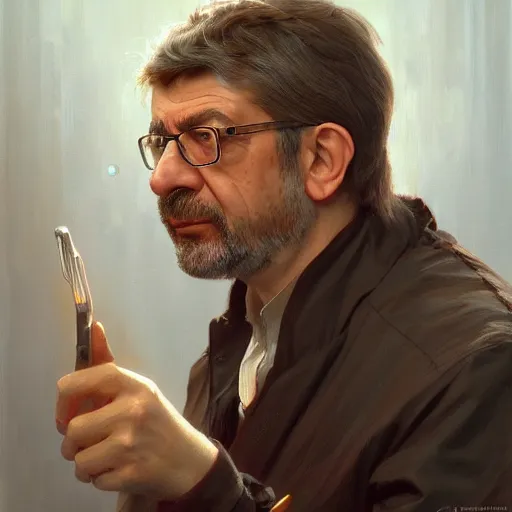 Image similar to a portrait painting of jean - luc melenchon hybrid in the oil painting unreal 5 daz. rpg portrait, extremely detailed artgerm greg rutkowski alphonse mucha vladimir volegov