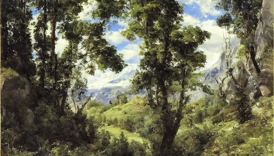 Image similar to a beautiful valley by eugene von guerard, ivan shishkin, john singer sargent