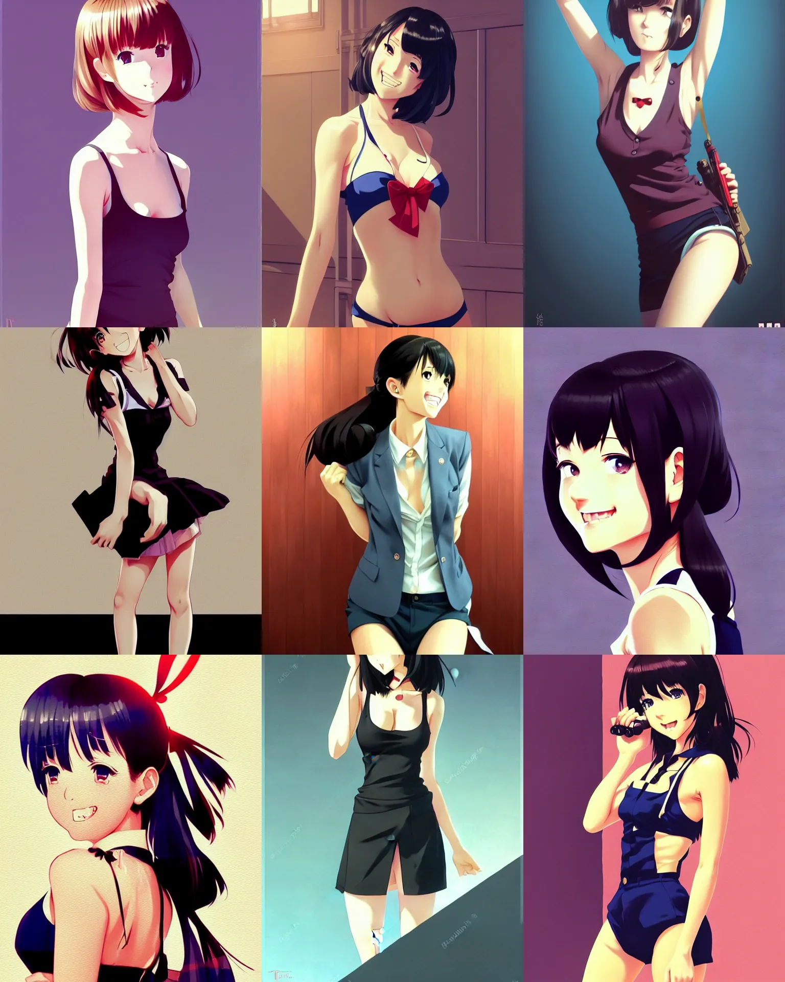 Prompt: cute girl wearing tank suit, seductive pose and smile, room background | very very anime!!!, fine - face, audrey plaza, realistic shaded perfect face, fine details. anime. realistic shaded lighting poster by ilya kuvshinov katsuhiro otomo ghost, magali villeneuve, artgerm, jeremy lipkin and michael garmash and rob rey