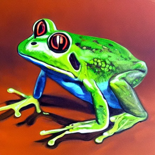 Image similar to sad frog, realism