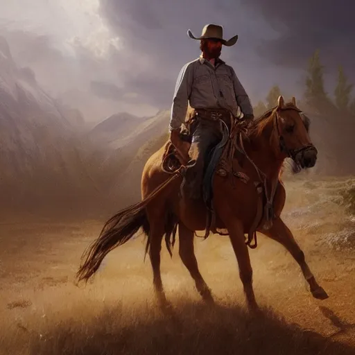 Image similar to cowboy in the old west, sharp focus, intricate, elegant, digital painting, artstation, matte, highly detailed, concept art, illustration, volumetric lighting, art by greg olsen and liz lemon swindle