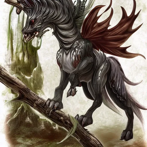 Prompt: a drakopegasus, fantasy art,