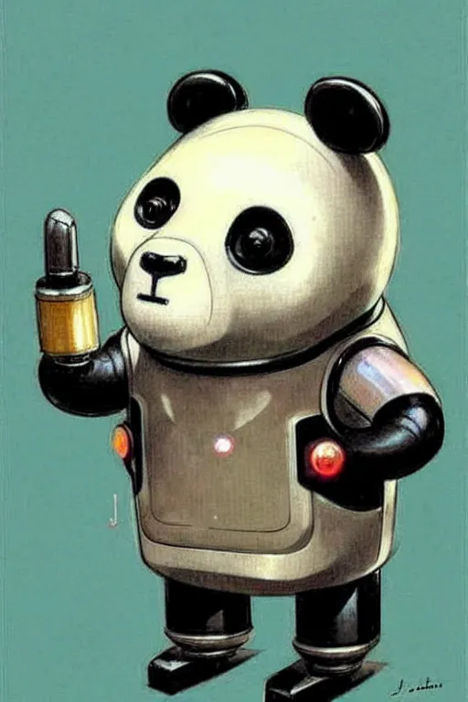 Prompt: ( ( ( ( ( 1 9 5 0 s retro future robot android panda. muted colors. ) ) ) ) ) by jean - baptiste monge!!!!!!!!!!!!!!!!!!!!!!!!!!!!!!