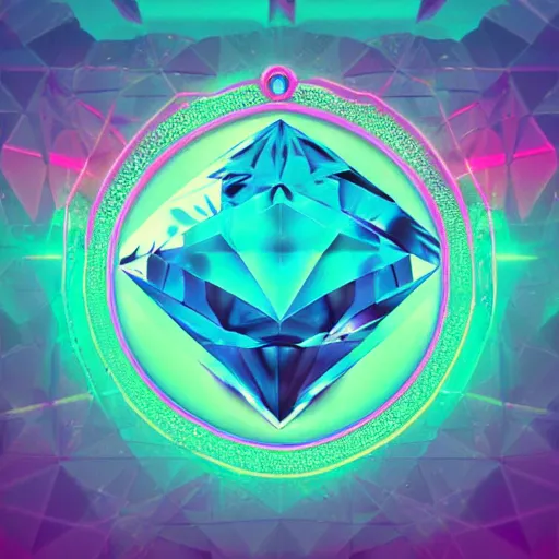 Image similar to diamond gem, epic retrowave art, trending on art station