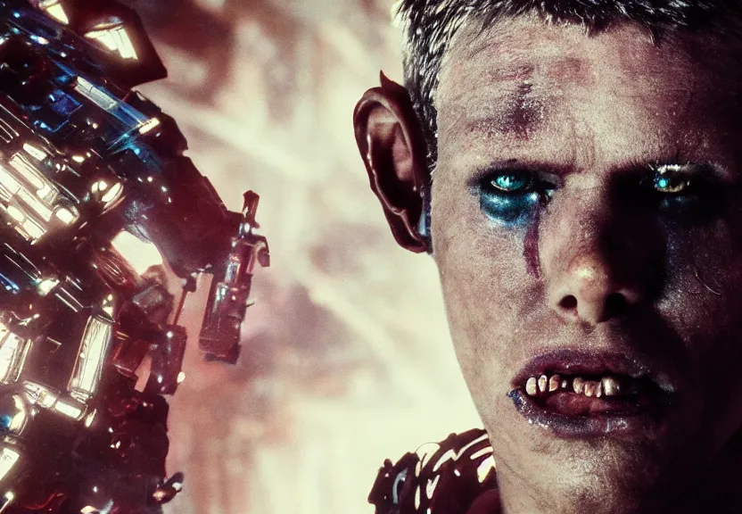 Image similar to vfx film, vaporwave space pirate destiny prototype technology, blade runner mad max cyborg, translucent skin revealing skull, biotech thief, flat color profile low - key lighting award winning photography arri alexa cinematography, hyper real photorealistic cinematic beautiful natural skin, famous face, atmospheric cool colorgrade