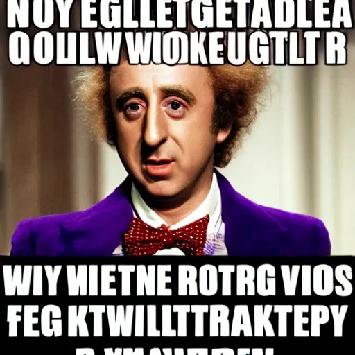 Image similar to gene wilder in willy wonka and the eggplant factory, willy wonka holding eggplants