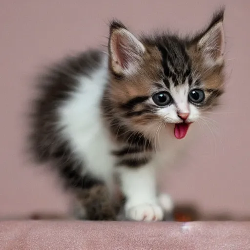 Image similar to kitten with its tongue out