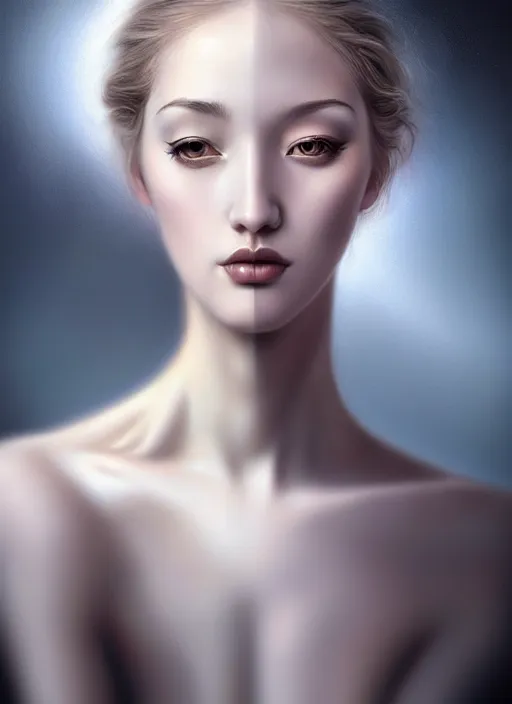 Image similar to difference between realityand dream, aesthetic, fine art, intricate, elegant, highly detailed, realistic hair, centered, digital painting, art station, conceptual art, soft, sharp focus, illustration, artwork, artgerm, salvador dali