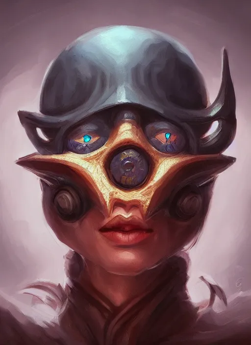 Image similar to beholder fantasy painting portrait, portrait, oil painting, artstation, unreal 5, hd, artgerm, dnd, rpg