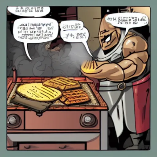 Image similar to doomslayer cooking waffles