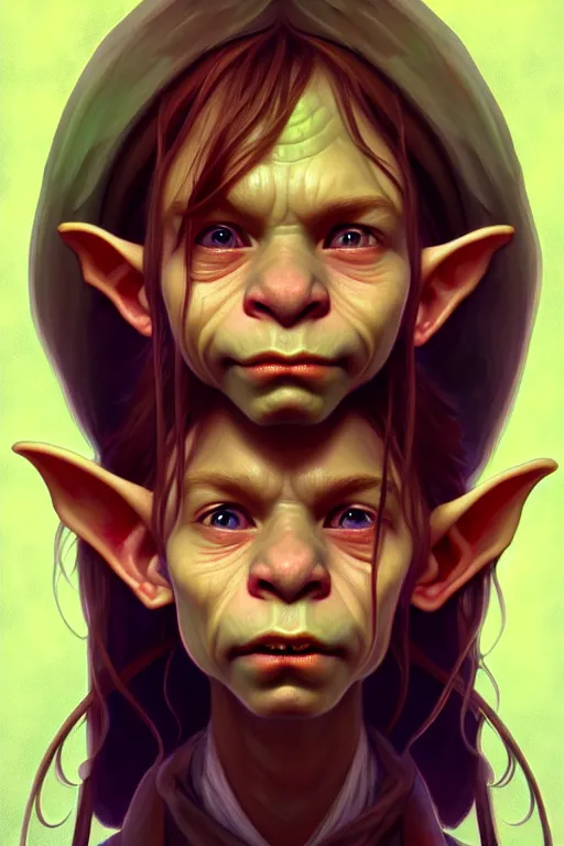 Prompt: beautiful young goblin wizard, highly detailed, digital painting, artstation, sharp focus, illustration, art by tan zi and ayanamikodon and alphonse mucha and wlop