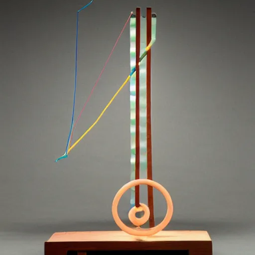 Image similar to This kinetic sculpture is composed of two rectangles of different sizes and colors, separated by a thin line. The bottom rectangle is larger and warmer in color. The top rectangle is smaller and lighter in color. The line that separates the rectangles creates a sense of tension and balance. A deep background provides a sense of depth and space. bonsai by John Bauer lively