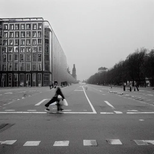 Prompt: berlin 1 9 8 8, black and white,