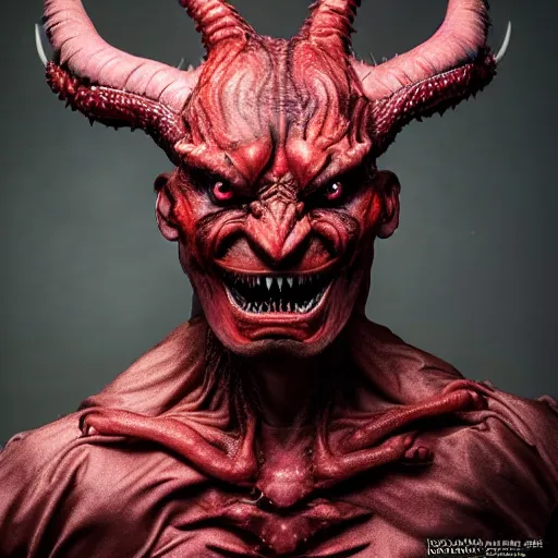 Image similar to a demon inspired by dragons created by the make up artist hungry, photographed by andrew thomas huang, cinematic, expensive visual effects