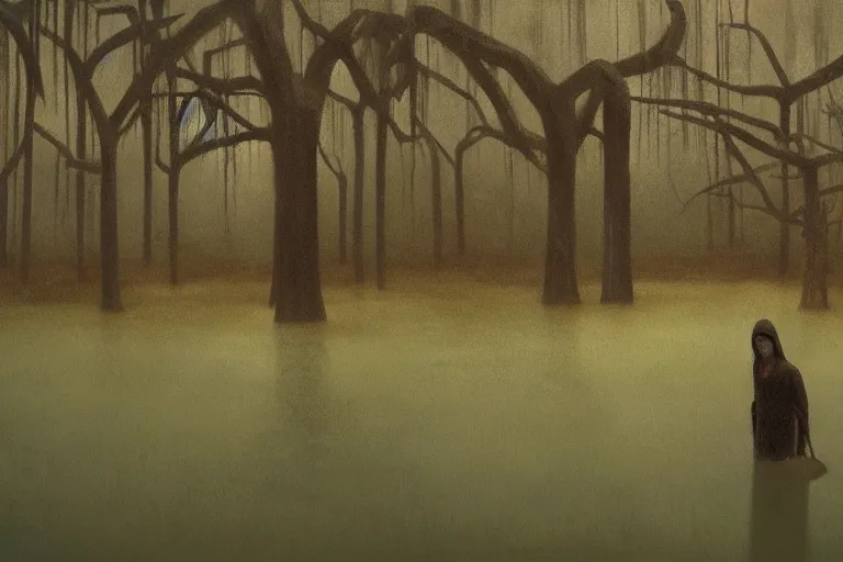 Prompt: scene from louisiana swamps, graveyard, voodoo, artwork by tim eitel