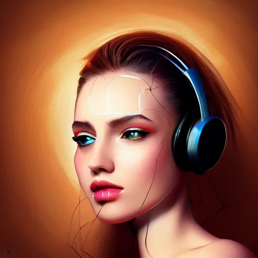 Prompt: a beautiful woman listening to music by Anna Nikonova, digital art, trending on artstation