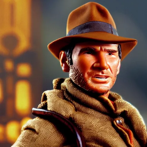 Image similar to very high resolution photo of indiana jones as an action figure.