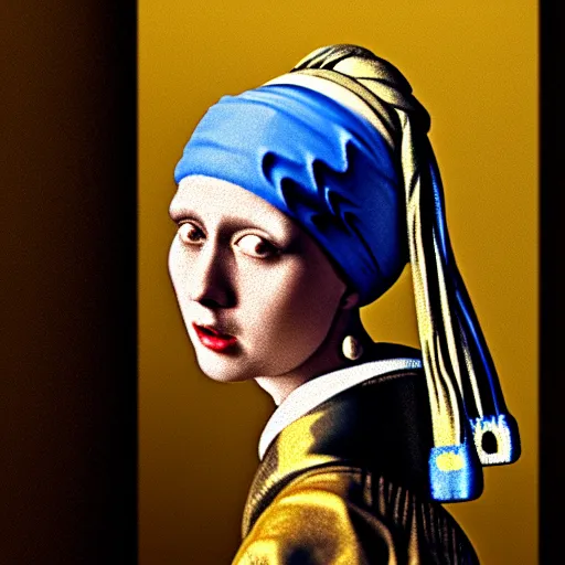 Prompt: Hitler as the Girl with a Pearl Earring Painting by Johannes Vermeer, octane render, ethereal lighting, smooth, sharp focus