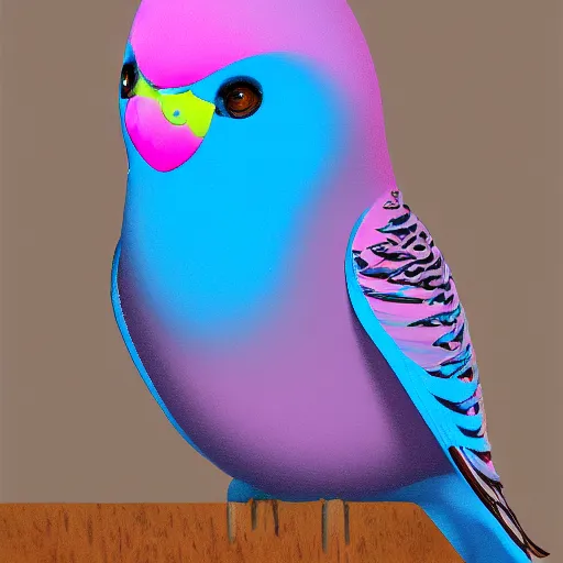 Image similar to an oil painting of a pink budgie with black spots, full hd, ue5, ue4, unreal engine 5, artstation