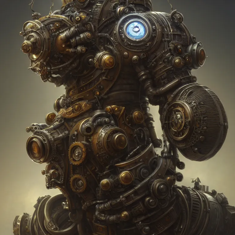 Image similar to steampunk robot blizzard, 3 d model, unreal engine realistic render, 8 k, micro detail, intricate, elegant, highly detailed, centered, digital painting, artstation, smooth, sharp focus, illustration, artgerm, tomasz alen kopera, wlop