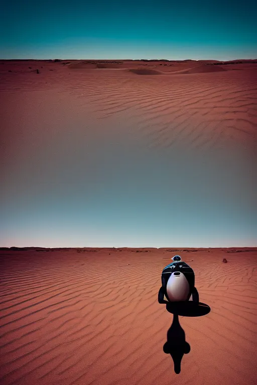 Prompt: 🐋🤖🦕👽🐳 in desert, photography by bussiere rutkowski andreas roch, 1 6 k