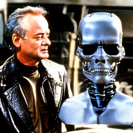 Image similar to bill murray plays the terminator in terminator 2, movie still, promotional shot