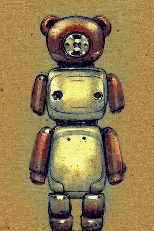 Image similar to ( ( ( ( ( 1 9 5 0 s retro science fiction cute robot teddy bear. muted colors. ) ) ) ) ) by jean - baptiste monge!!!!!!!!!!!!!!!!!!!!!!!!!!!!!!