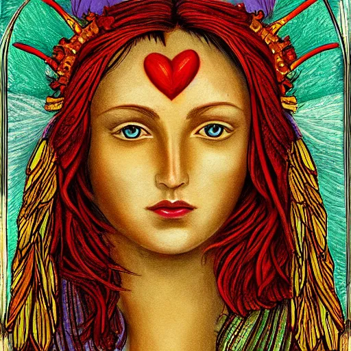 Prompt: a symmetrical portrait painting of a greek goddess of earth and love