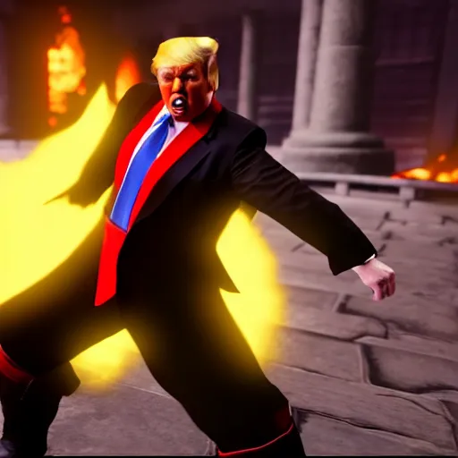 Image similar to donald trump as the whoopsie guy in mortal kombat, gameplay, ps 5 screenshot, 3 d render, cryengine, highly detailed