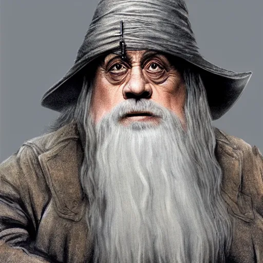 Image similar to ultra realistic illustration, danny devito as gandalf the white from lord of the rings movie, full body, high quality, highly detailed, wide angle, illustration, digital art, full color