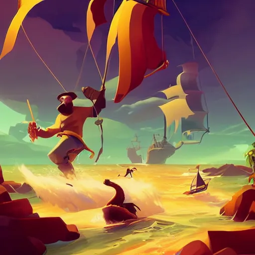 Image similar to painting treasure on sea of thieves game smooth median photoshop filter cutout vector, behance hd by jesper ejsing, by rhads, makoto shinkai and lois van baarle, ilya kuvshinov, rossdraws global illumination