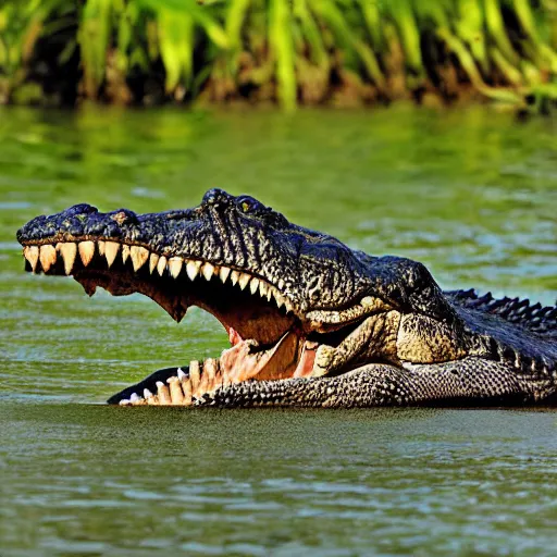 Prompt: nile crocodile deinosuchus award winning nature photography