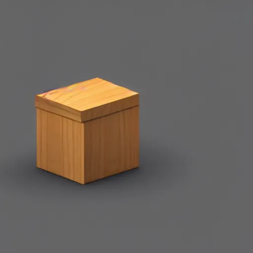 Prompt: isometric 3 d render of a wooden head - shaped box, open at hinges