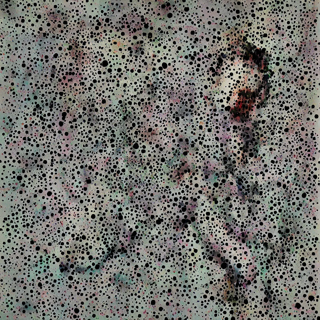 Image similar to camo made of teeth, smiling, abstract, francis bacon artwork, cryptic, dots, spots, stipple, lines, splotch, color tearing, pitch bending, faceless people, dark, ominious, eerie, hearts, minimal, points, technical, old painting