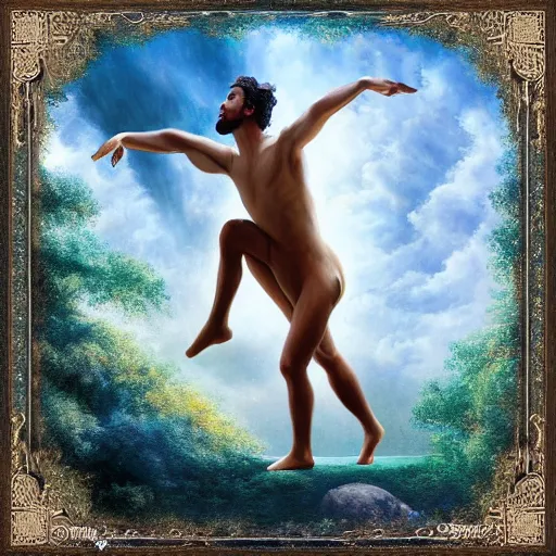 Image similar to debussy's afternoon of a faun, contemporary dance, fantasy sky, symphony album cover by artgerm and ruth deckard