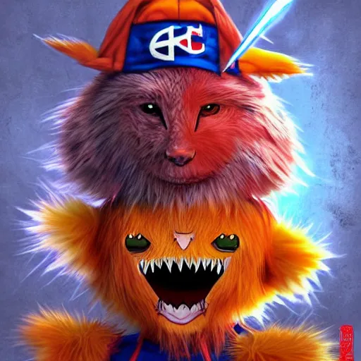 Image similar to scary anime Portrait of Youppi the Habs Montreal Canadiens Mascot as a very cute powerful and violent pokemon, highly detailed anime, high evolution, 1990s, legendary, smooth, sharp focus, dynamic lighting, intricate, trending on ArtStation, stuff of nightmare, illustration pokemon, art by WLOP