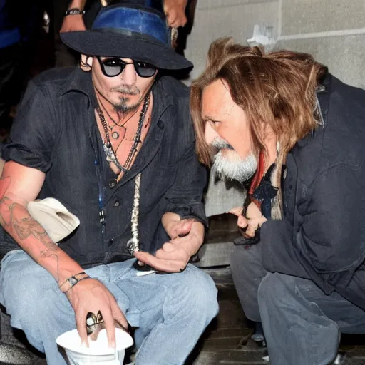 Image similar to johnny depp helping homeless people out